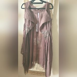 Sheer cardigan sleeveless vest